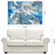 Blue Abstract Wall Art Printed on Frameless Free Floating Tempered Glass Panel