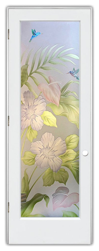Interior Prehung Door or Interior Slab Door - Hibiscus Anthurium - Primed -...