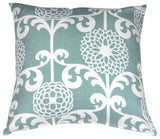 Pillow Decor - Waverly Fun Floret Throw Pillow, Light Blue, 20" X 20"