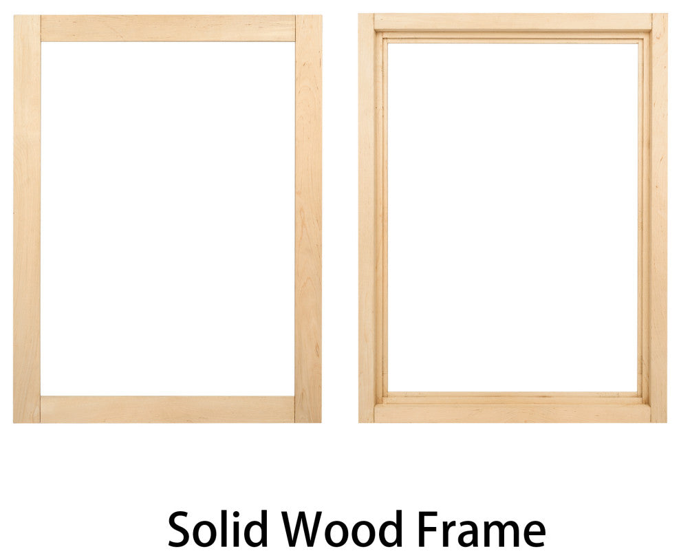 Solid Wood Beleved Edge Rectangular Framed Bathroom Wall Vanity Mirror, Navy Blue, 24"?x32"