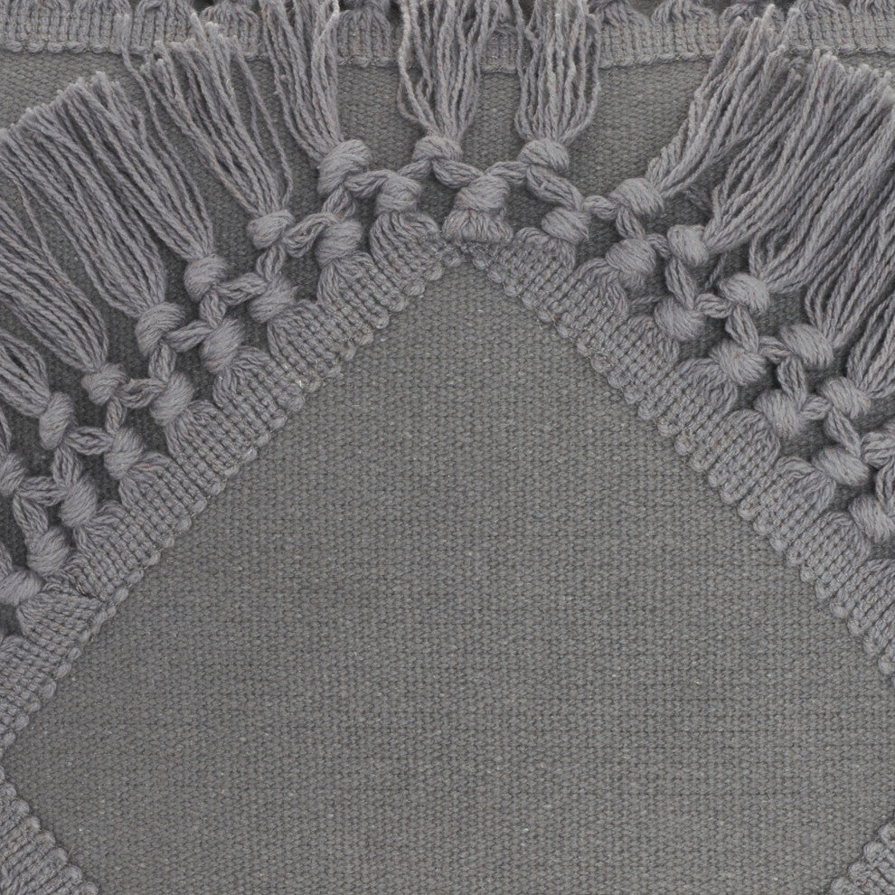 Nourison Home 18"x18" Nicole Curtis Diamond Fringe Charcoal Throw Pillows