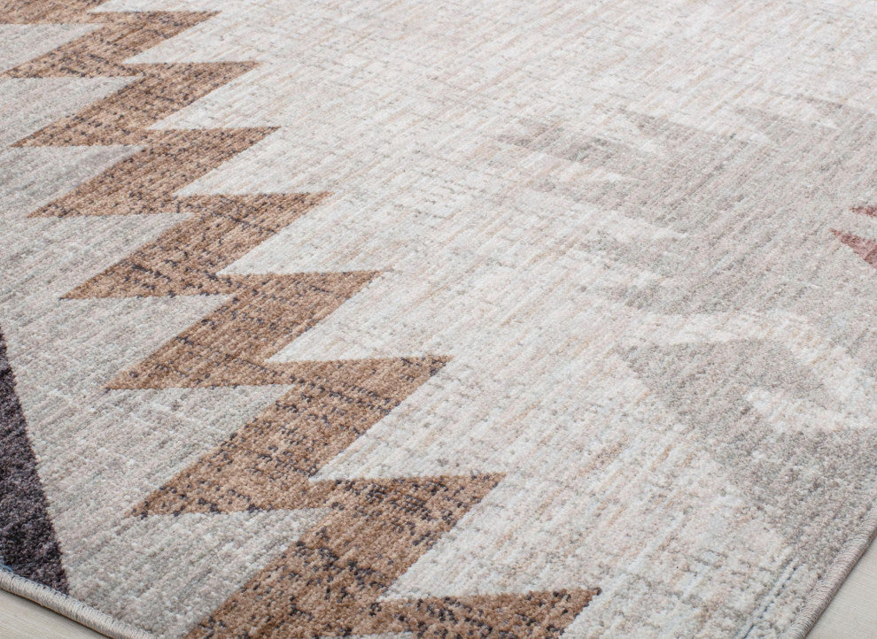 Jade Tapestry Beige Moroccan Tribal Tan Recycled Area Rug, 2'6" X 4'