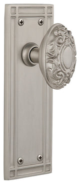 Single Mission Plate With Victorian Knob, Satin Nickel