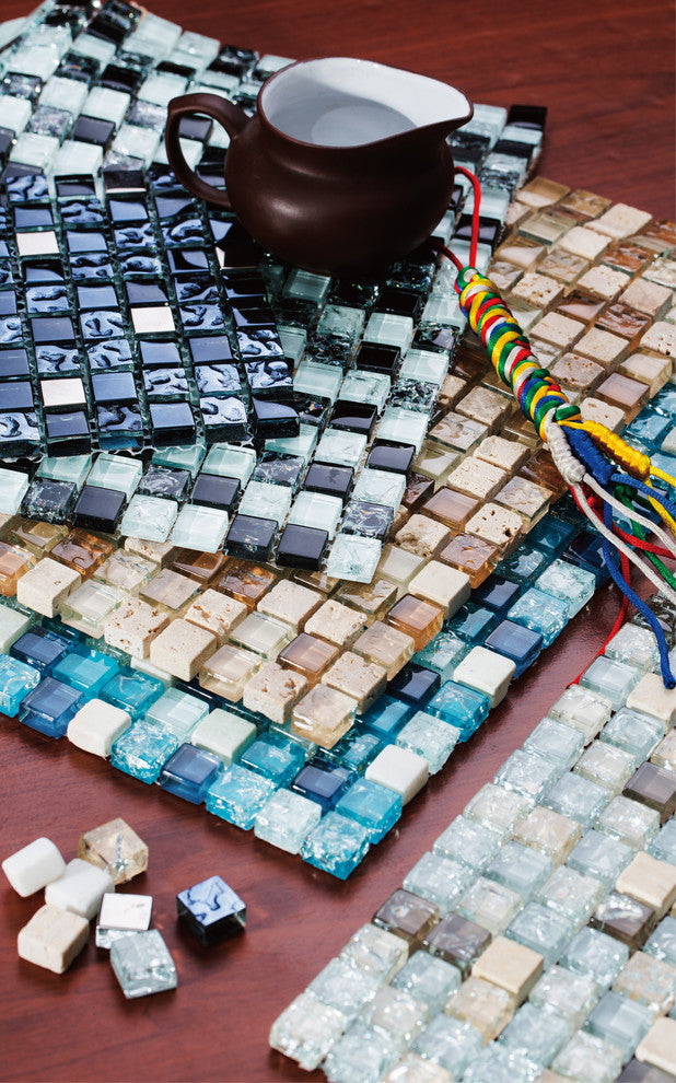 Mesh Pess/Beige Mosaic, 12"x12" Sheets, Set of 10