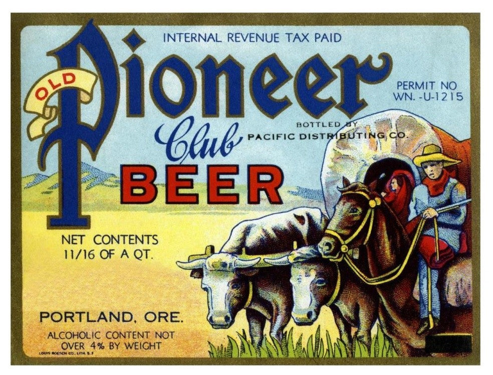 "Old Pioneer Club Beer" Digital Paper Print by Vintage Booze Labels, 32"x25"