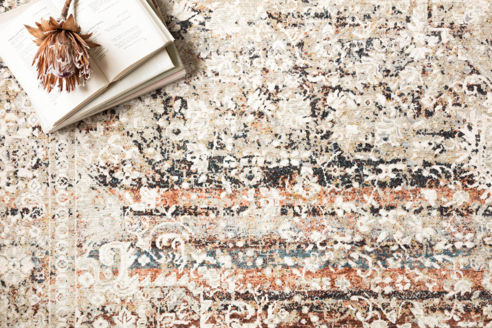Theia THE-05 Area Rug by Loloi, Taupe/Brick, 2'10"x12'6"