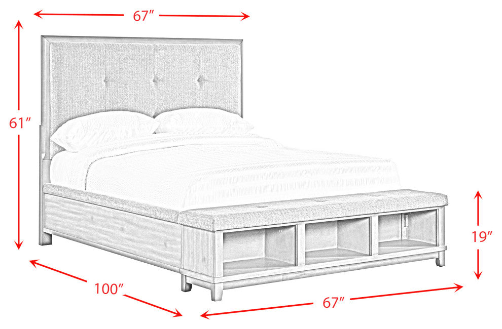 Picket House Jaxon Upholstered Queen Bed, Gray