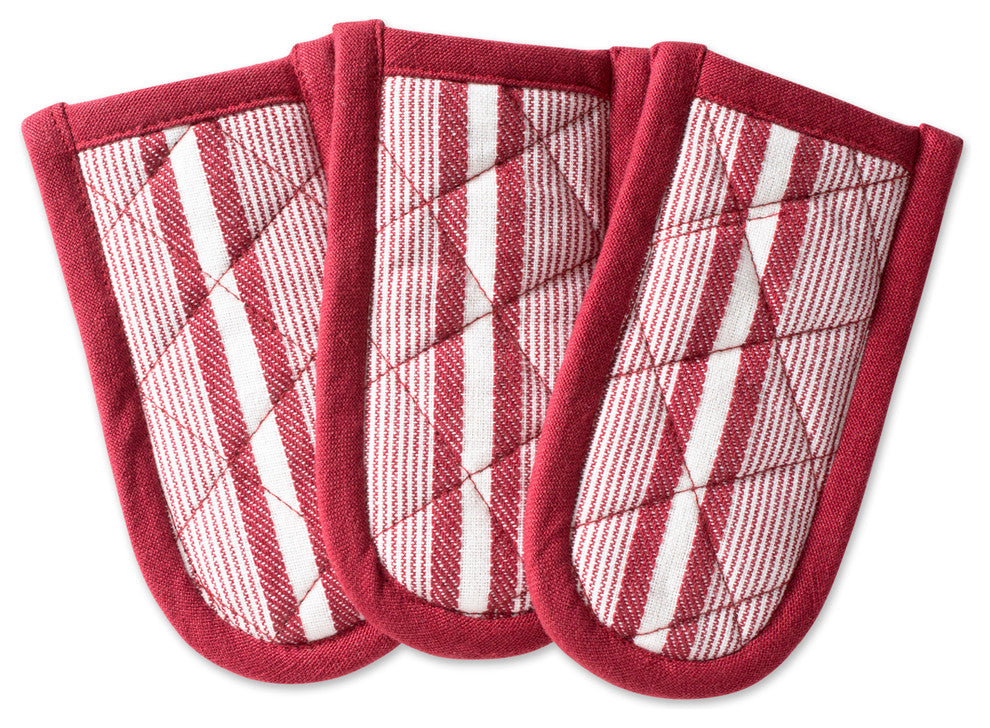DII Barn Red Chef Stripe Pan Handle, Set of 3