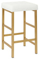 26" Gold Backless Stool, White