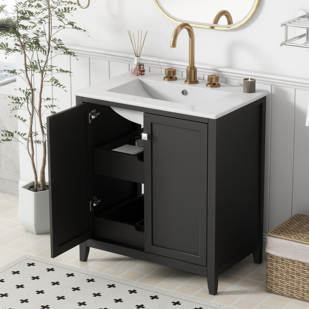 30 Inch Freestanding Bathroom Vanity with Ceramic Sink