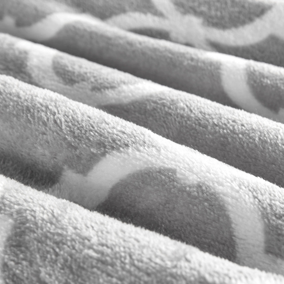 Madison Park Print Microlight Brushed Throw, Gray