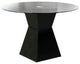 Benzara BM208996 Round Glass Dining Table With Square Pedestal Base, Black