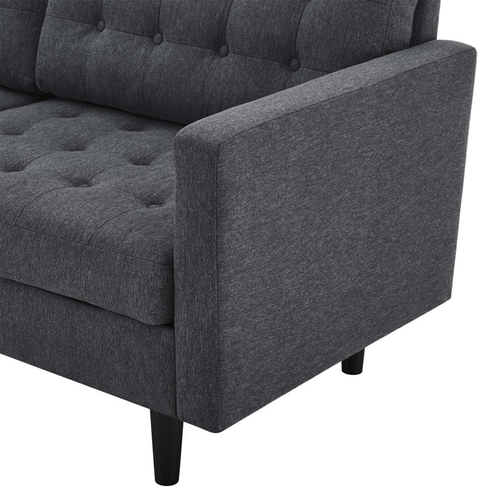 Tufted Sofa, Fabric, Dark Gray, Modern, Living Lounge Hotel Hospitality