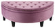 Laura Velvet Gold Nailhead Trim Half Moon Storage Ottoman, Mauve