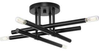Arya Collection Four-Light Brushed Gold Luxe 20" Semi-Flush Mount Light, Matte Black