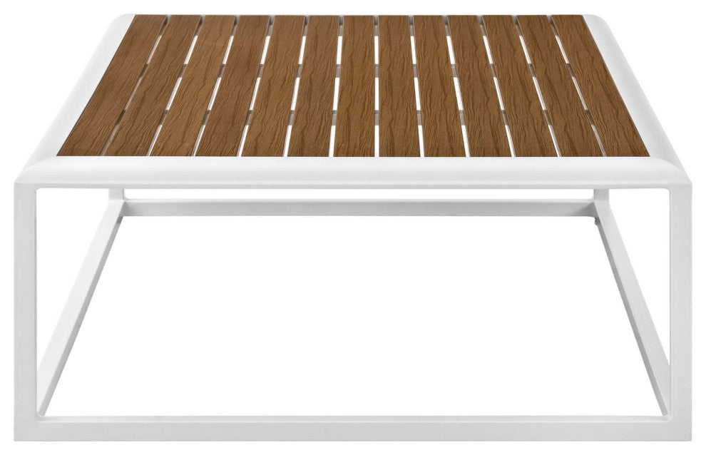 Sectional Sofa Table Set, White Gray, Aluminum, Modern, Outdoor Patio