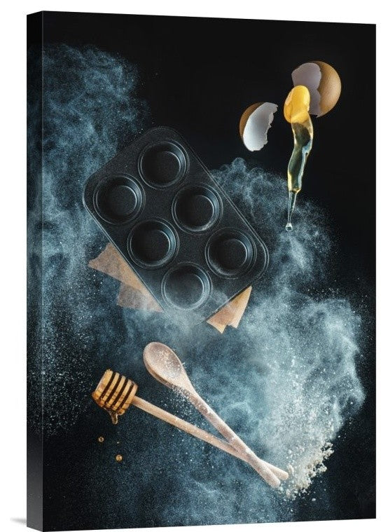 "Kitchen Mess: Honey Muffins" Stretched Canvas Giclee by Dina Belenko, 12x18"