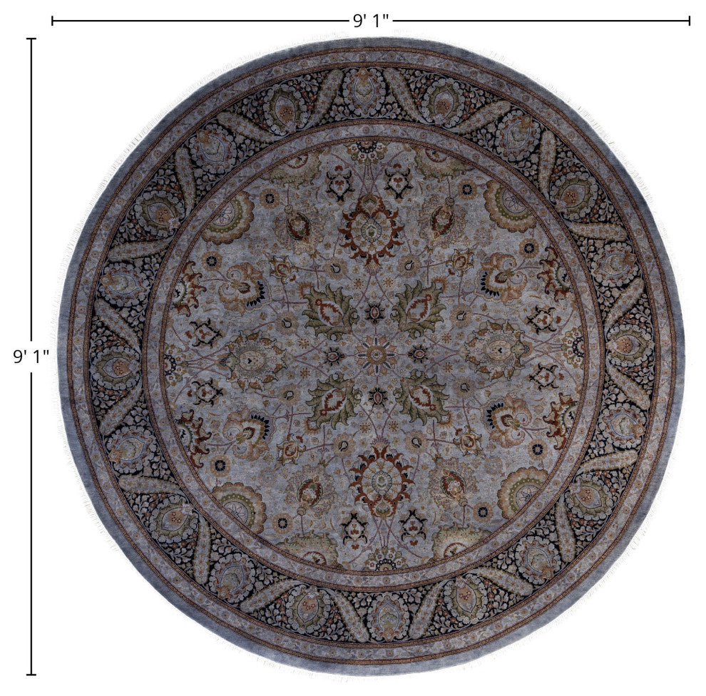 Overdyed One-of-a-Kind Hand-Knotted Area Rug Gray, 9' 1" x 9' 1"