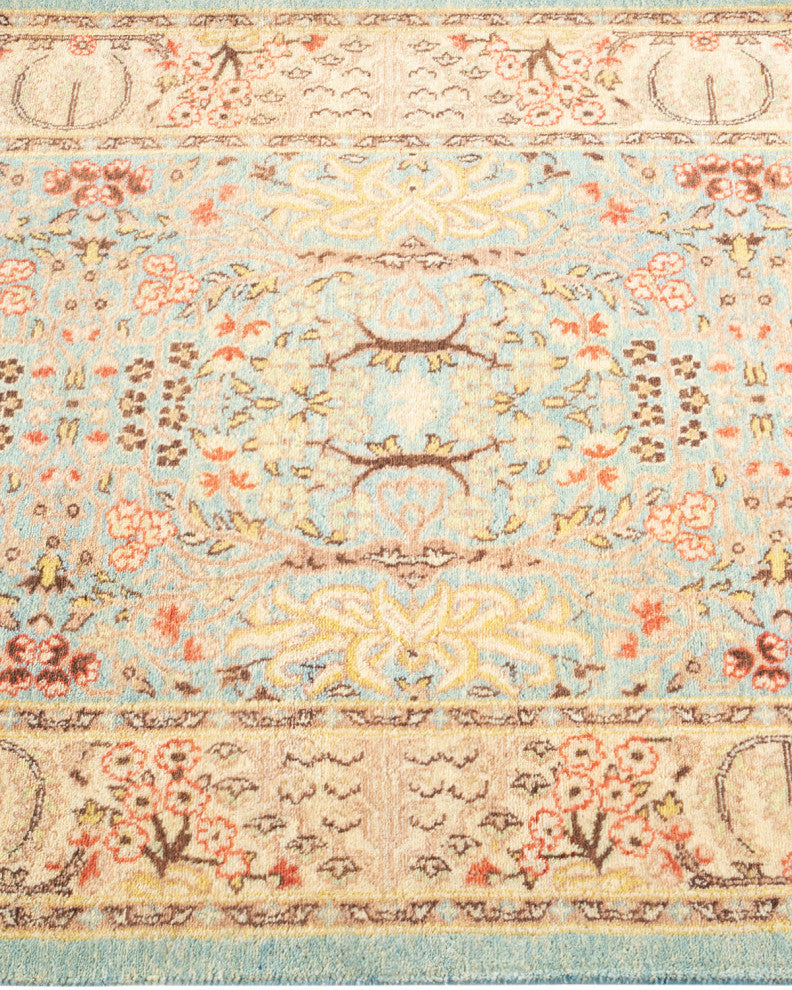 Mogul, One-of-a-Kind Hand-Knotted Area Rug Light Blue, 2'7"x13'7"
