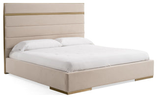 Cartier Beige Velvet + Brushed Brass 4-Piece Bedroom Set, California King