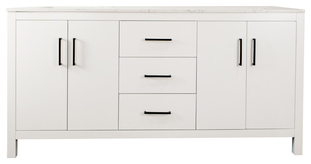 Copenhagen 72" Double Vanity, White, Engineered Marble