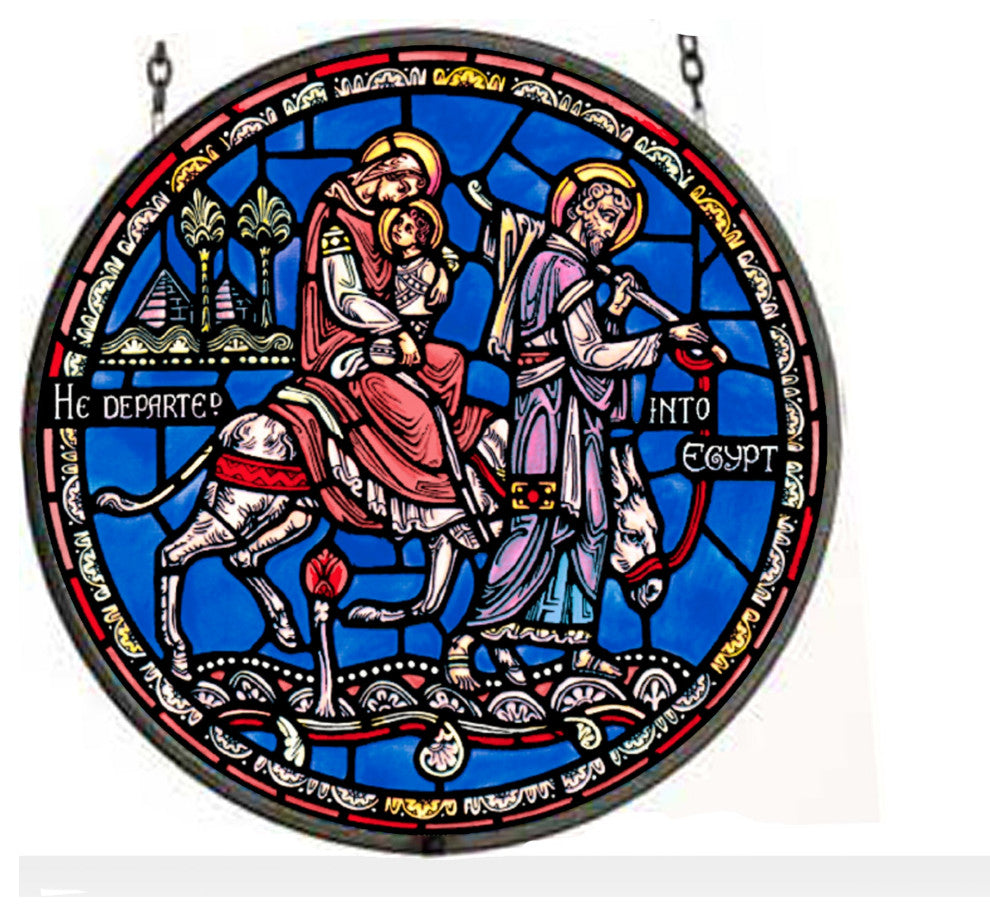 Flight in to Egypt Stained Art Glass Window Hanging