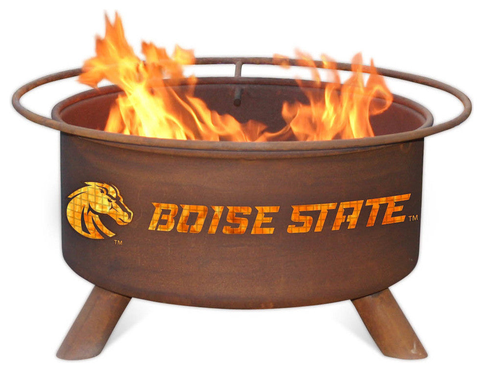 Customizable NCAA Logo Fire Pit, Rust Patina, Boise State