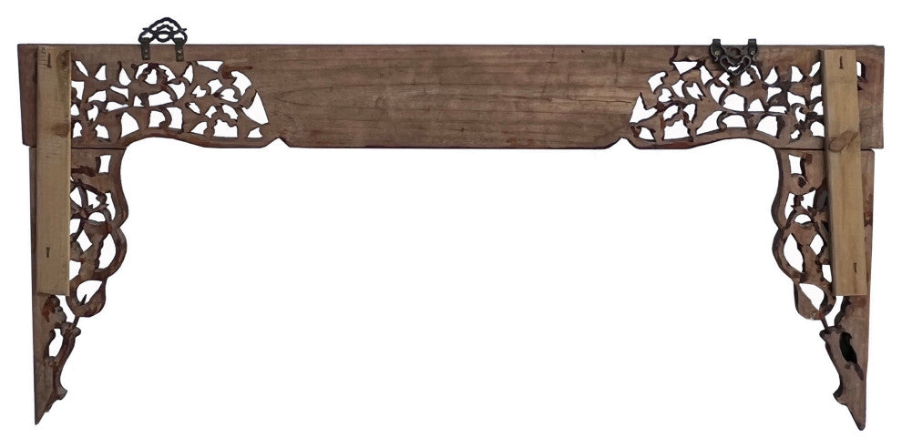 Chinese Vintage Relief Scenery Carving Arch Shape Wood Wall Art Hws3117