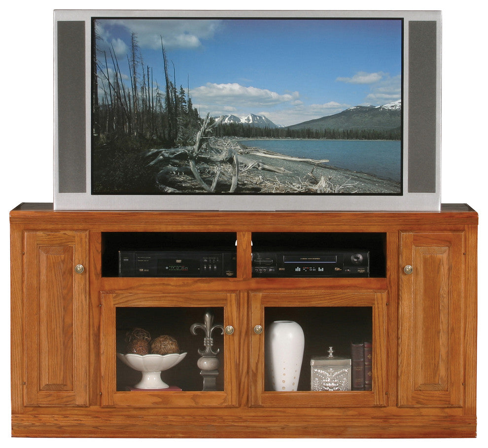 Classic Oak Thin 66" Tall Entertainment Console, Soft White Oak