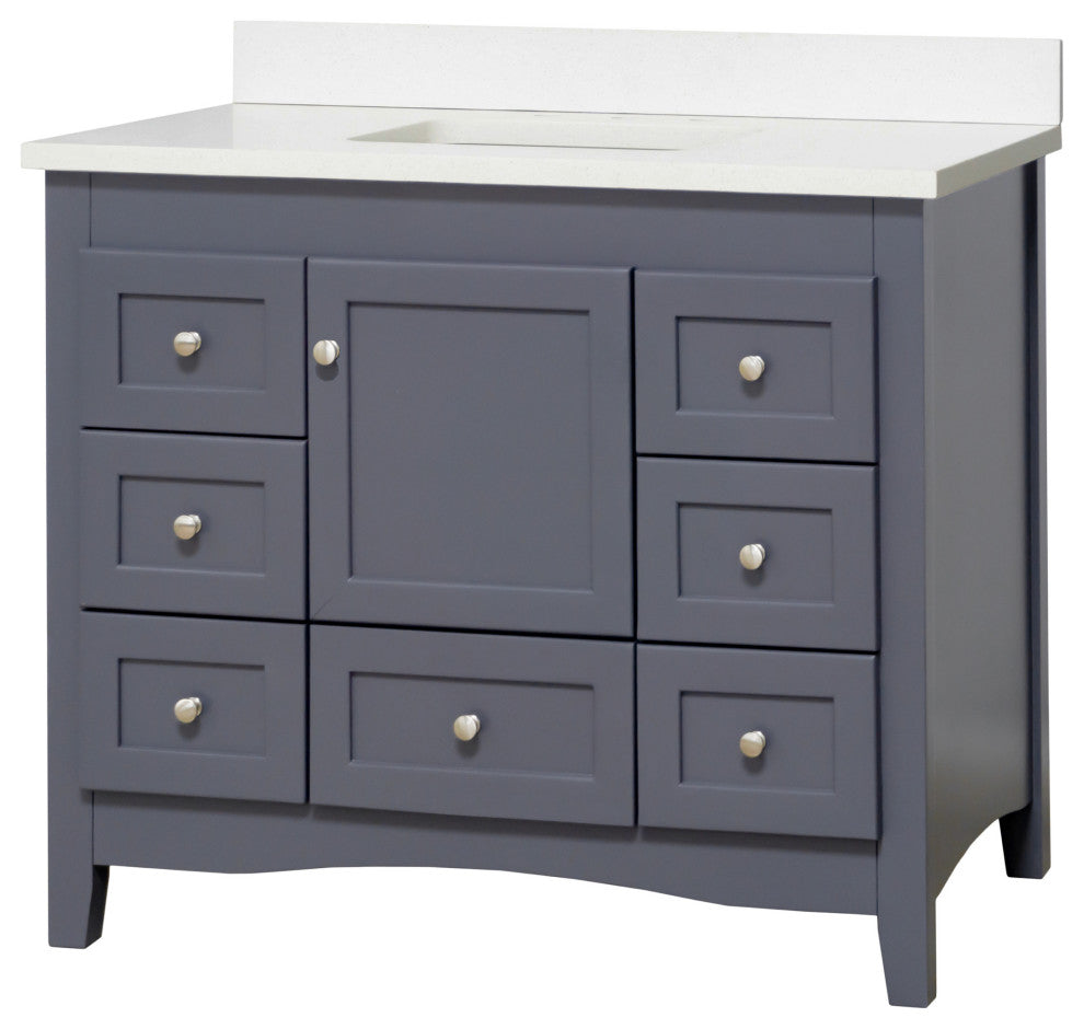 Abbey 42" Bathroom Vanity, Marine Gray, Quartz