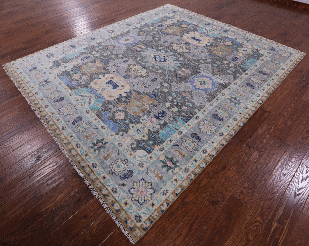 8' 2" X 9' 10" Turkish Oushak Hand Knotted Wool Rug - Q15388