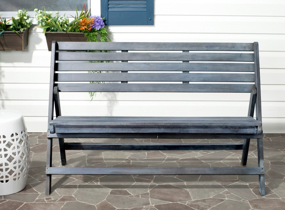 Safavieh Luca Folding Bench, Ash Gray