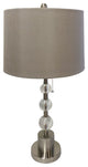 Brush Nickel Lamp with Crystal Ball Accents and Gray Shallow Drum Shade