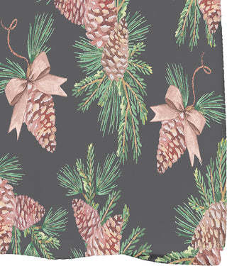 Greenery 18"x30" Black Holiday Print Hand Towel