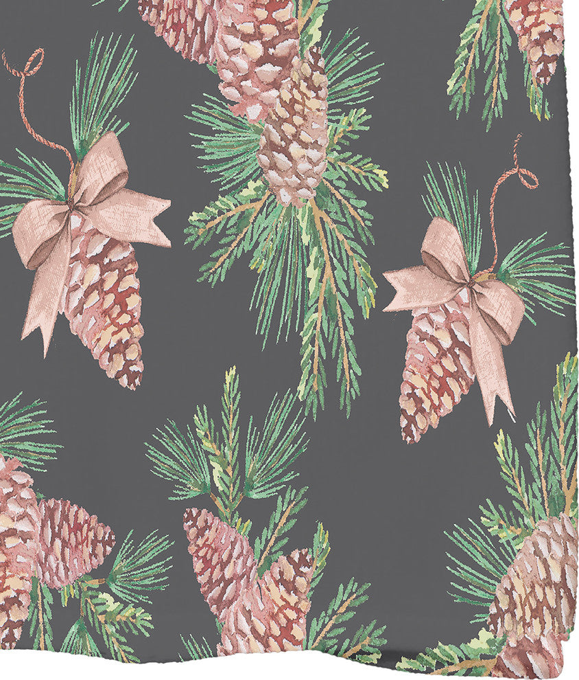 Greenery 18"x30" Black Holiday Print Hand Towel
