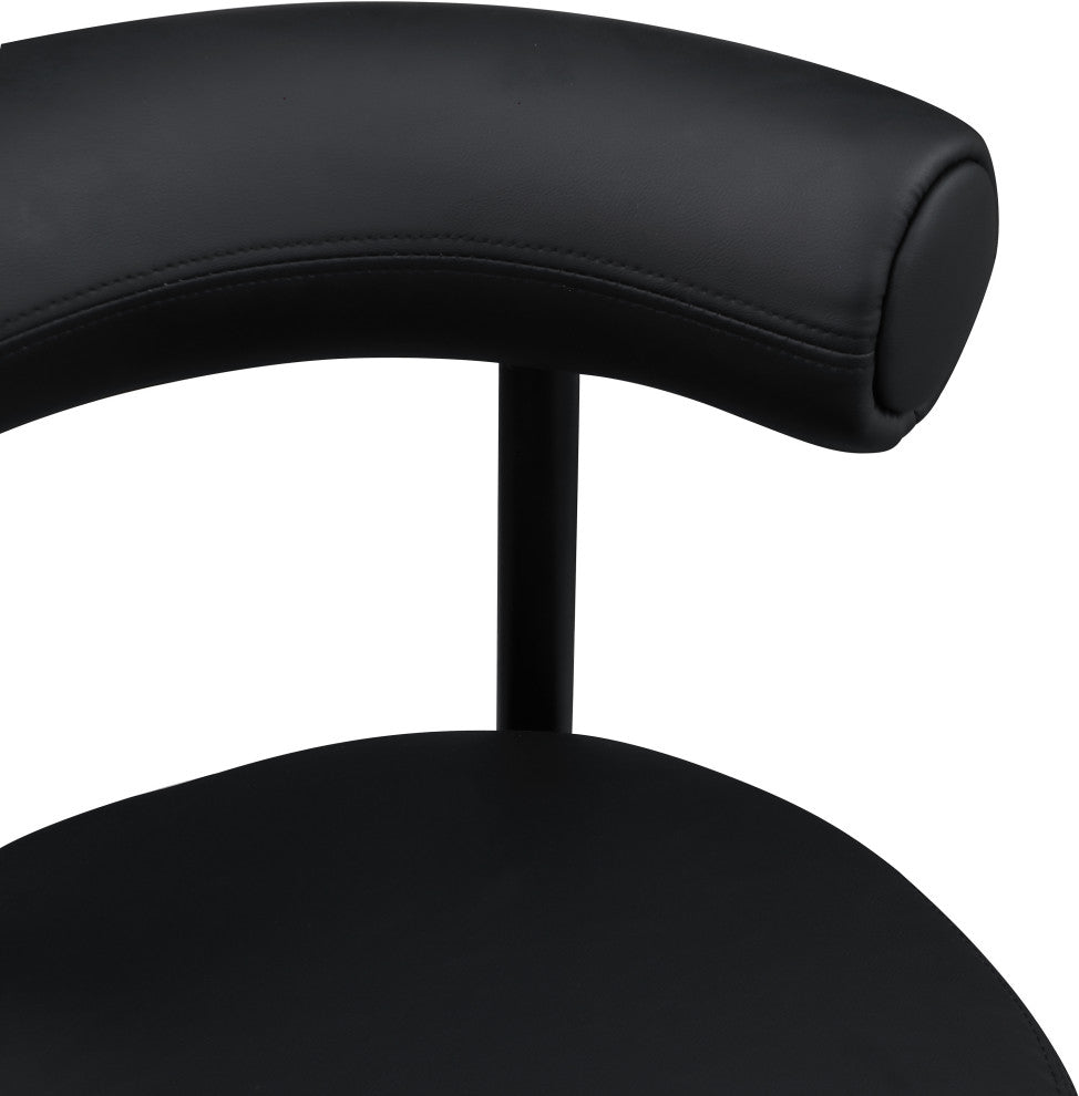 Bordeaux Upholstered Stool, Black, Vegan Leather, Matte Black, Set of 2