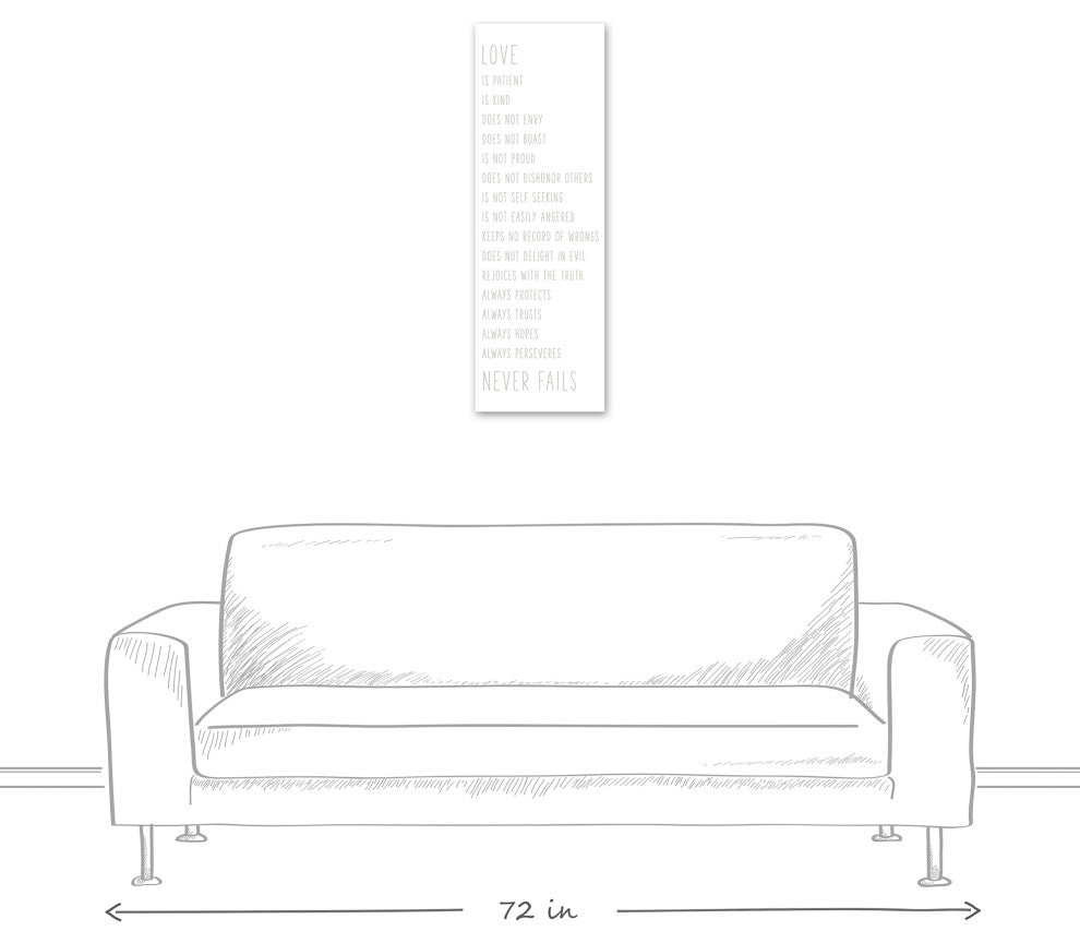 Love Never Fails 12x36 Canvas Wall Art