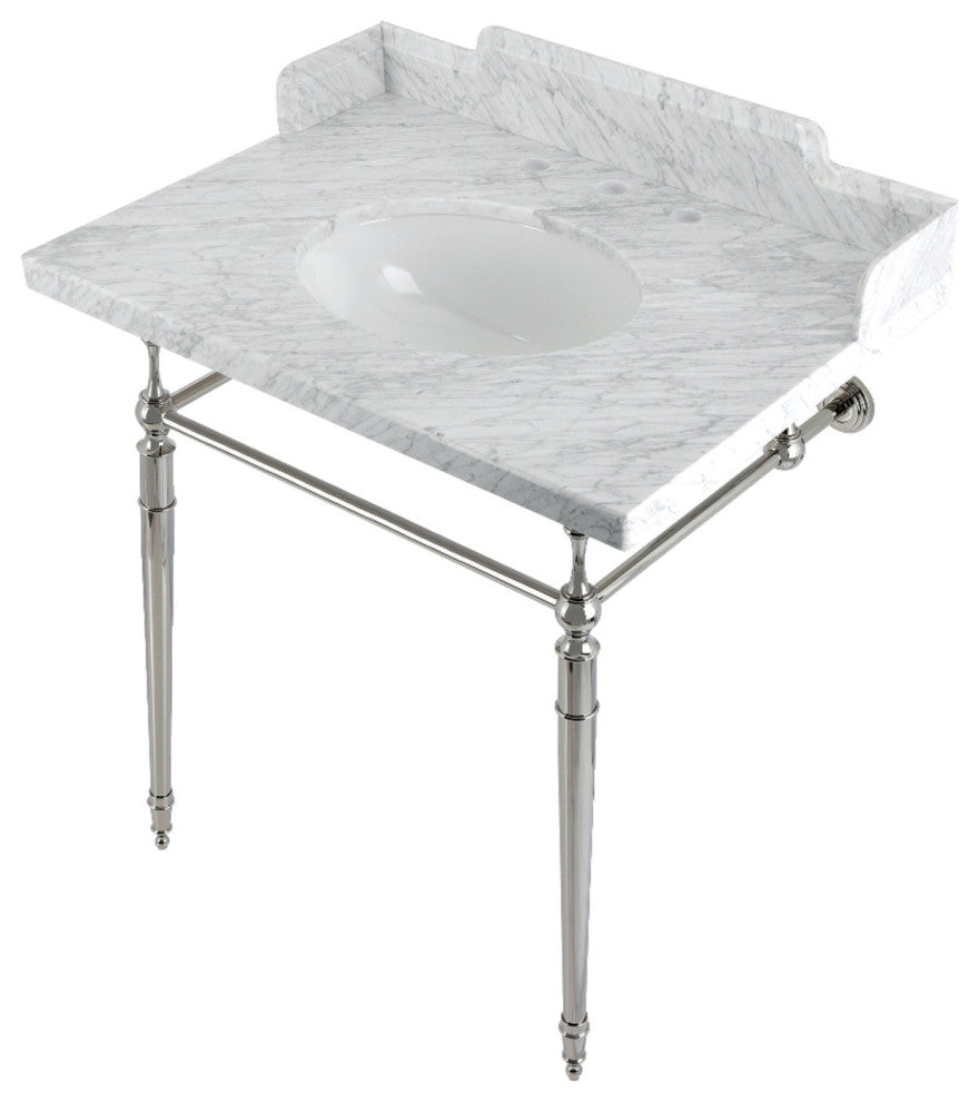 Kingston Brass LMS3022M86 30" Carrara Marble Console Sink, Legs