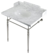 Kingston Brass LMS3022M86 30" Carrara Marble Console Sink, Legs