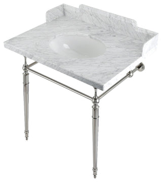 Kingston Brass LMS3022M86 30" Carrara Marble Console Sink, Legs