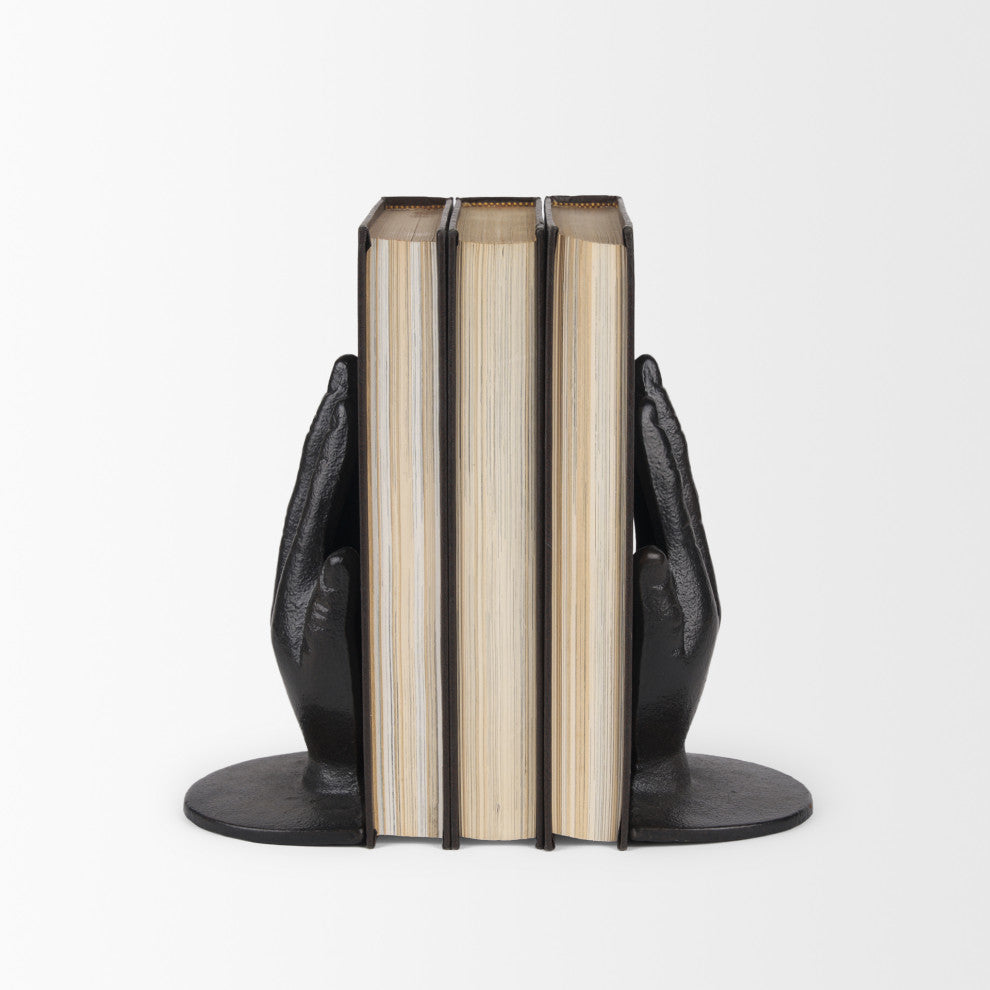 Praying Hands Bronze Cast Iron Book Ends