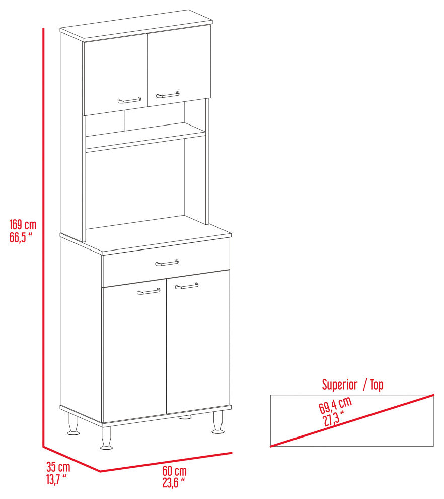 DEPOT E-SHOP Helis 60 Kitchen Pantry, Light Gray