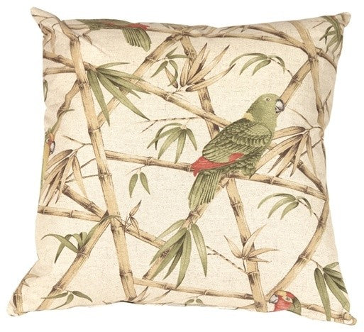 Pillow Decor - Bamboo Parrots 22 x 22 Throw Pillow