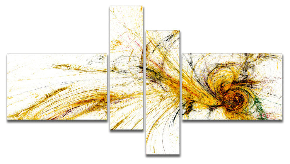 Yellow Spiral Galaxy, Abstract Canvas art print, 60"x32", 4 panels
