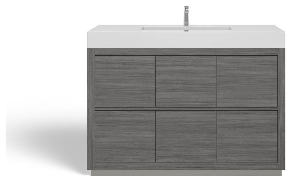Boutique Bath Vanity, Vulcan Ash Gray, 48", Single Sink, Freestanding
