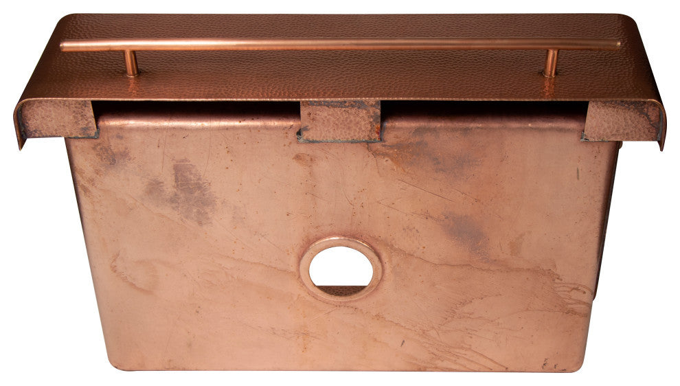 33" Farmhouse One Bowl Towel Holder Apron Hammered Copper Kitchen Sink, 16 Gauge