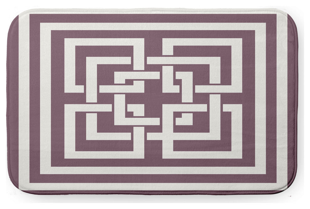 34" x 21" Greek New Key Bathmat, Dusty Purple