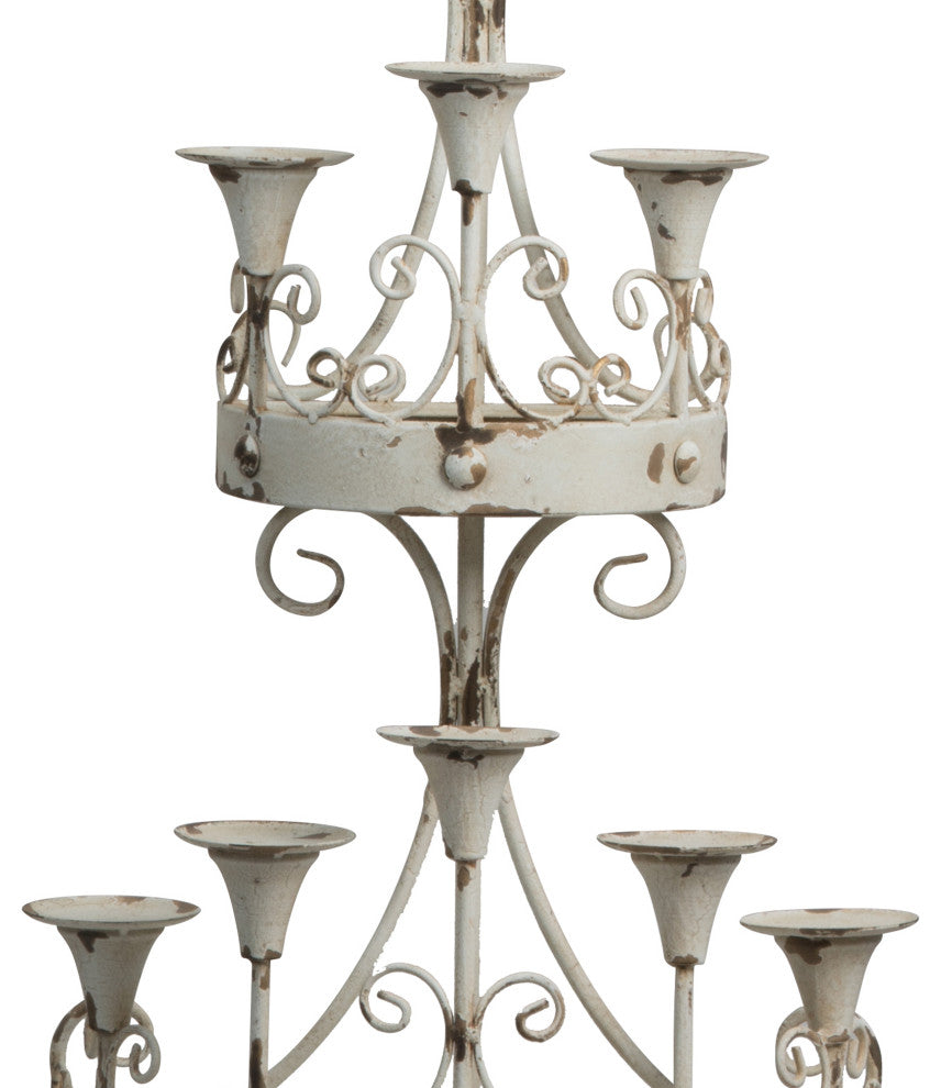 Benzara BM285548 Wall Mount Candle Holder, Ornately Scrolled White Metal Finish