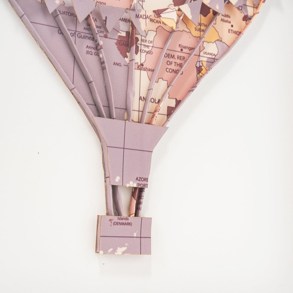 Floating Above, Hot Air Balloon Shadow Box, Pink