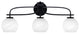 Cavella 3 Light Bath Bar, Matte Black Finish, 5.75" White Marble Glass